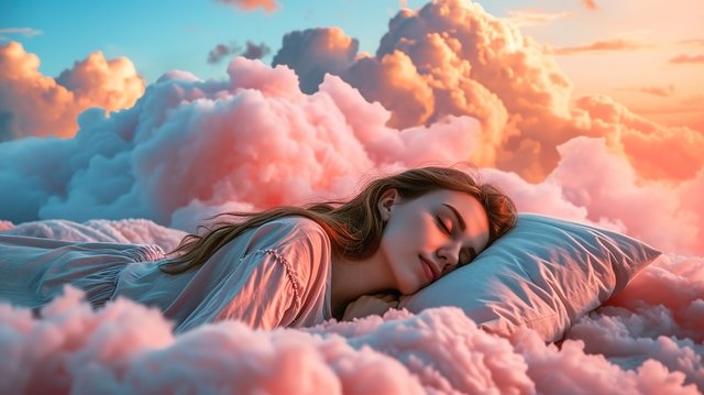 Generative AI young woman are sleeping surrounded by fluffy cot عربيّةكوم Arrabiacom تحسن جودة نوم